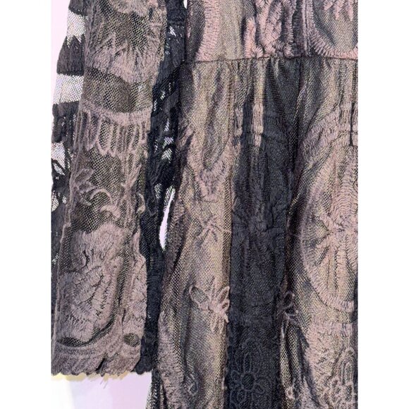 Ultrapink Black Lace Midi Dress With Sheer Floral Pattern & Lining - Picture 6 of 13